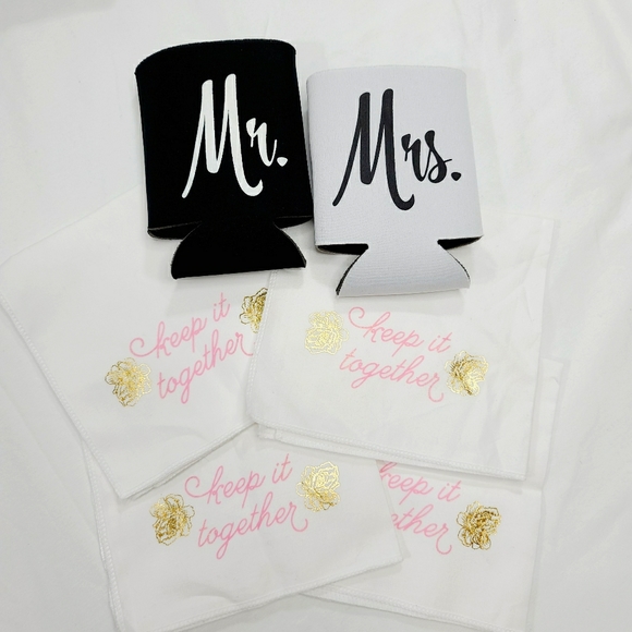 Other - Bride/Groom drink holder + 100% cotton hankerchief
